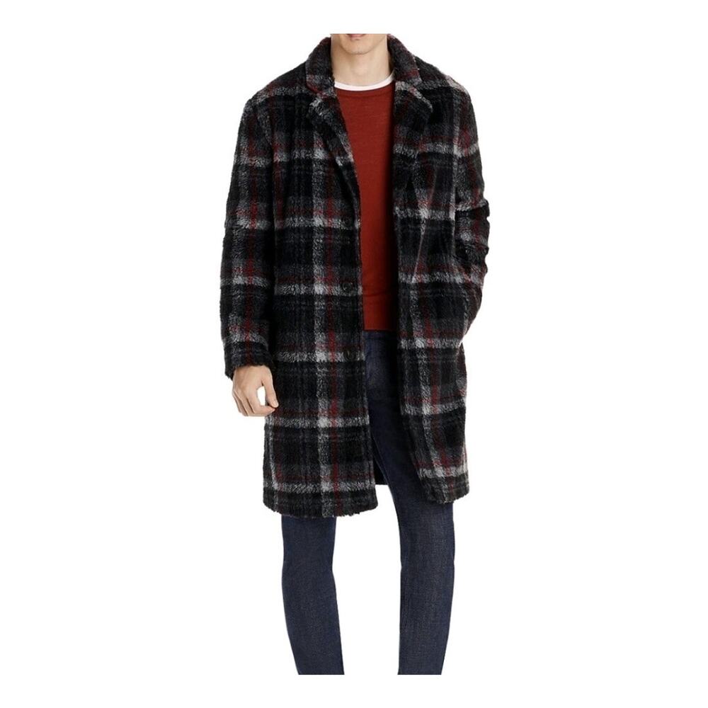 Retail price $595 New Men's HUGO BOSS lined coat size MEDIUM Black red grey.